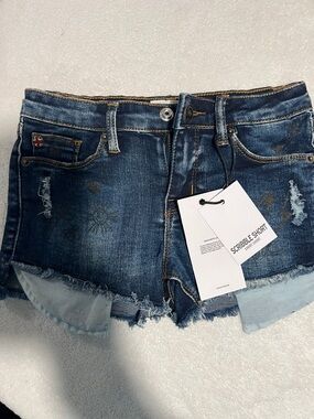 Hudson Jeans Dark Blue Scribble Short Denim Cutoffs